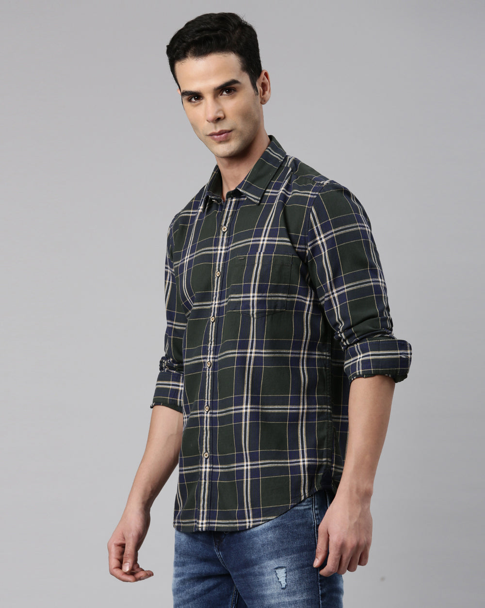 Sway Green Checkered Shirt for Men 