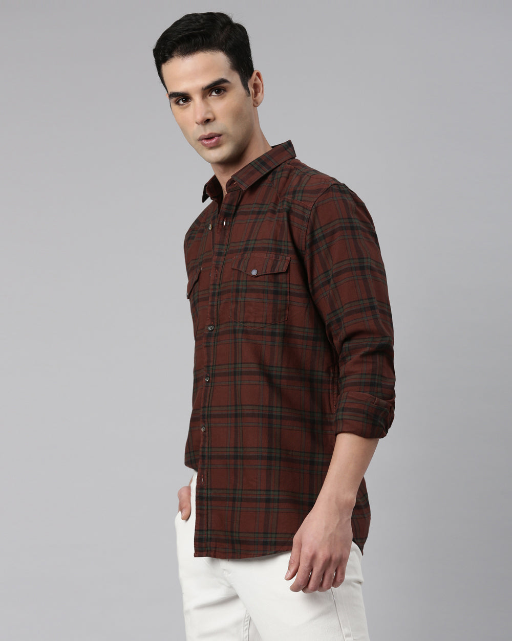 Swing Maroon Plaid Shirt for men 