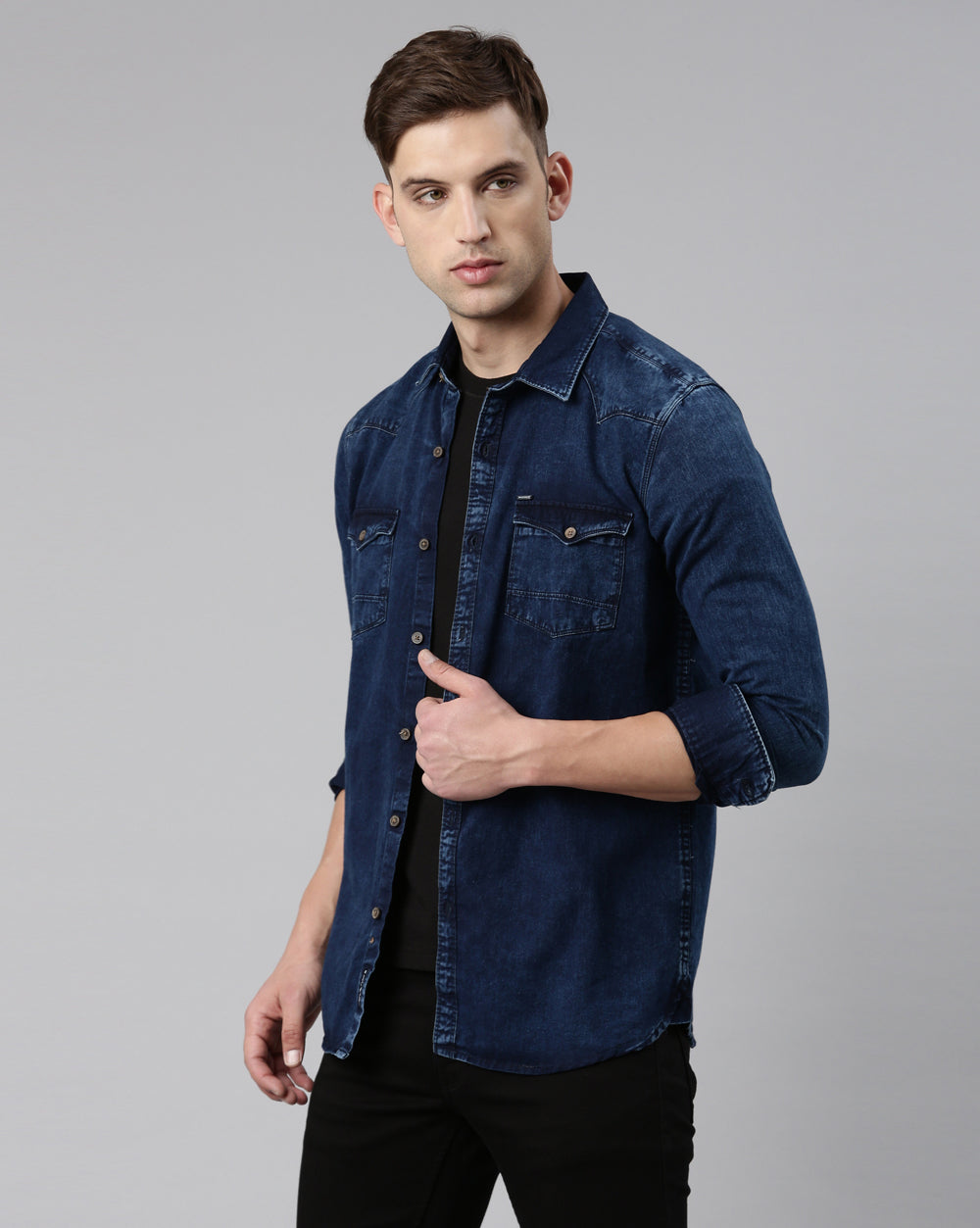 Indigo Double Pocket Denim Shirt for Men