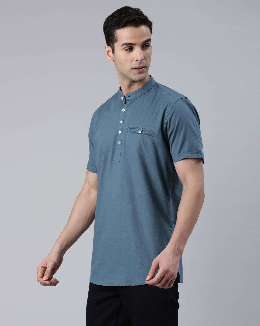 Blue Classic Short Kurta For Men