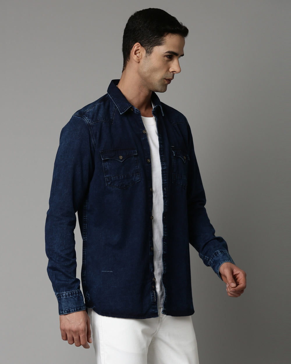 Denim Indigo Double Pocket Shirt for Men 