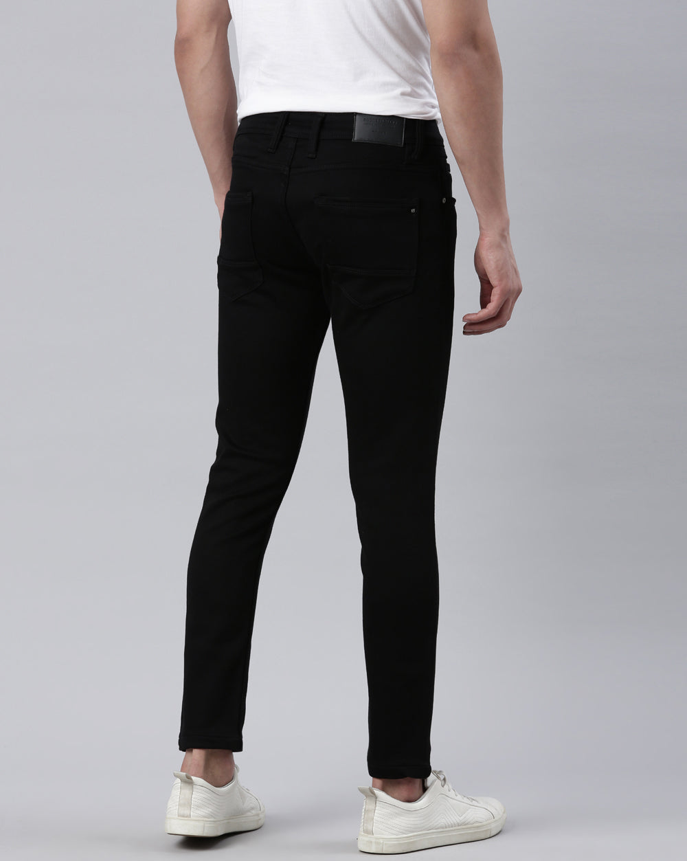 Black Ankle Fit Denim Jeans For Men 