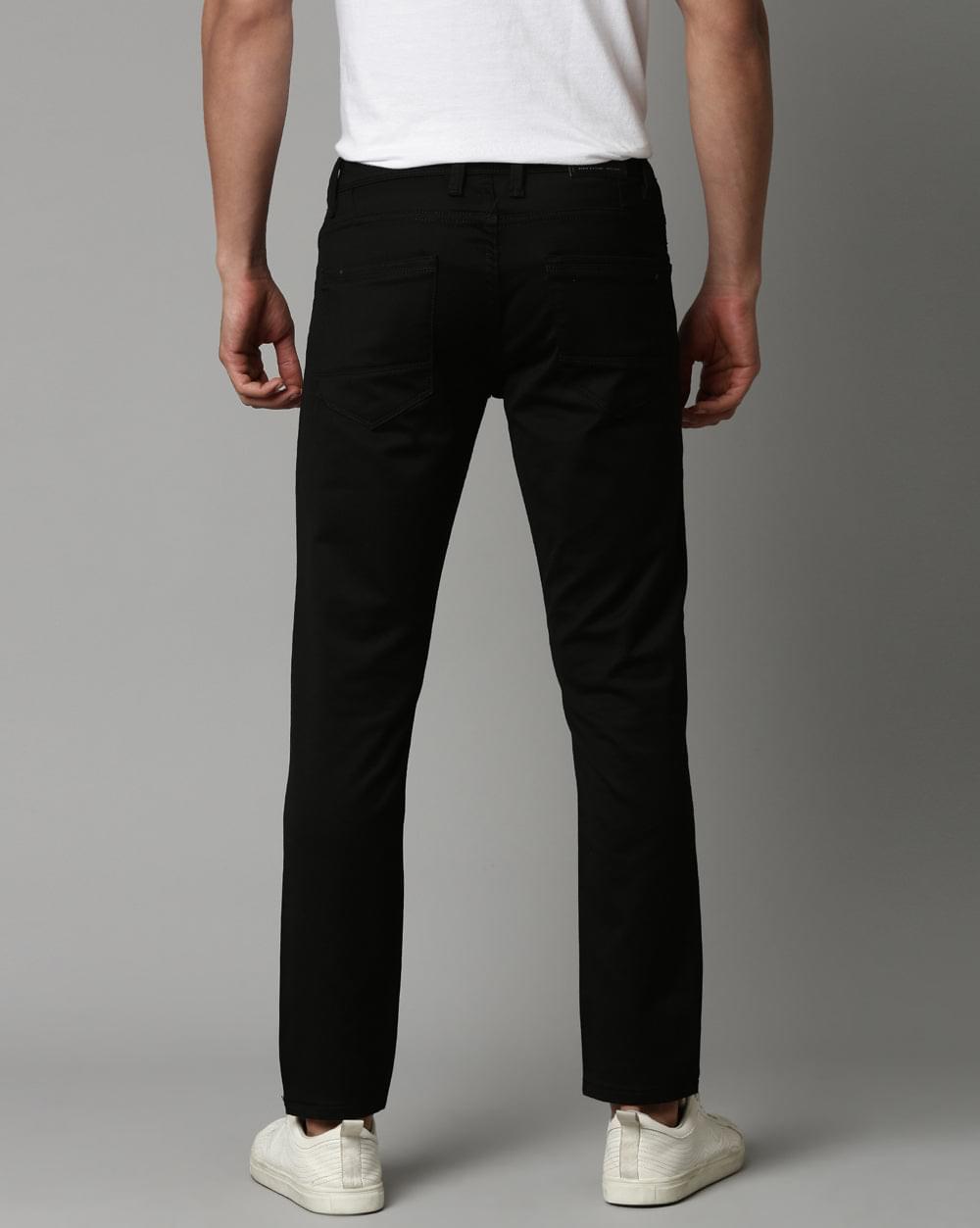 Black Colored Denim Ankle Fit Jeans For Men 