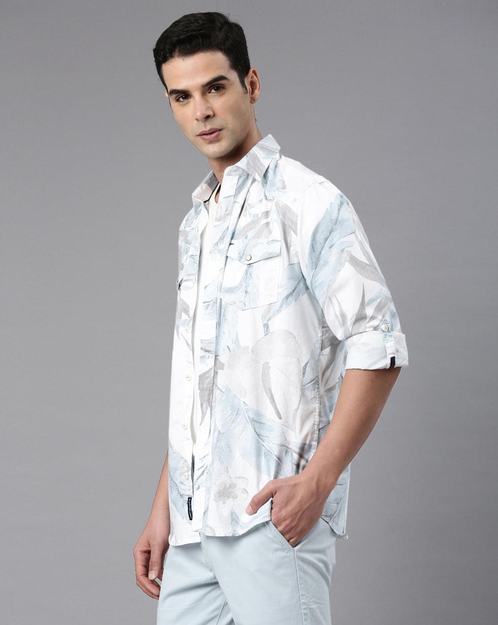 Blue Printed Shirt for Men