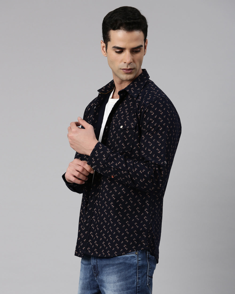 Men's Indigo Printed Shirt for Men 
