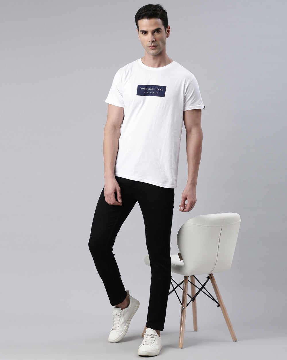 Black Ankle Fit Denim Jeans For Men 