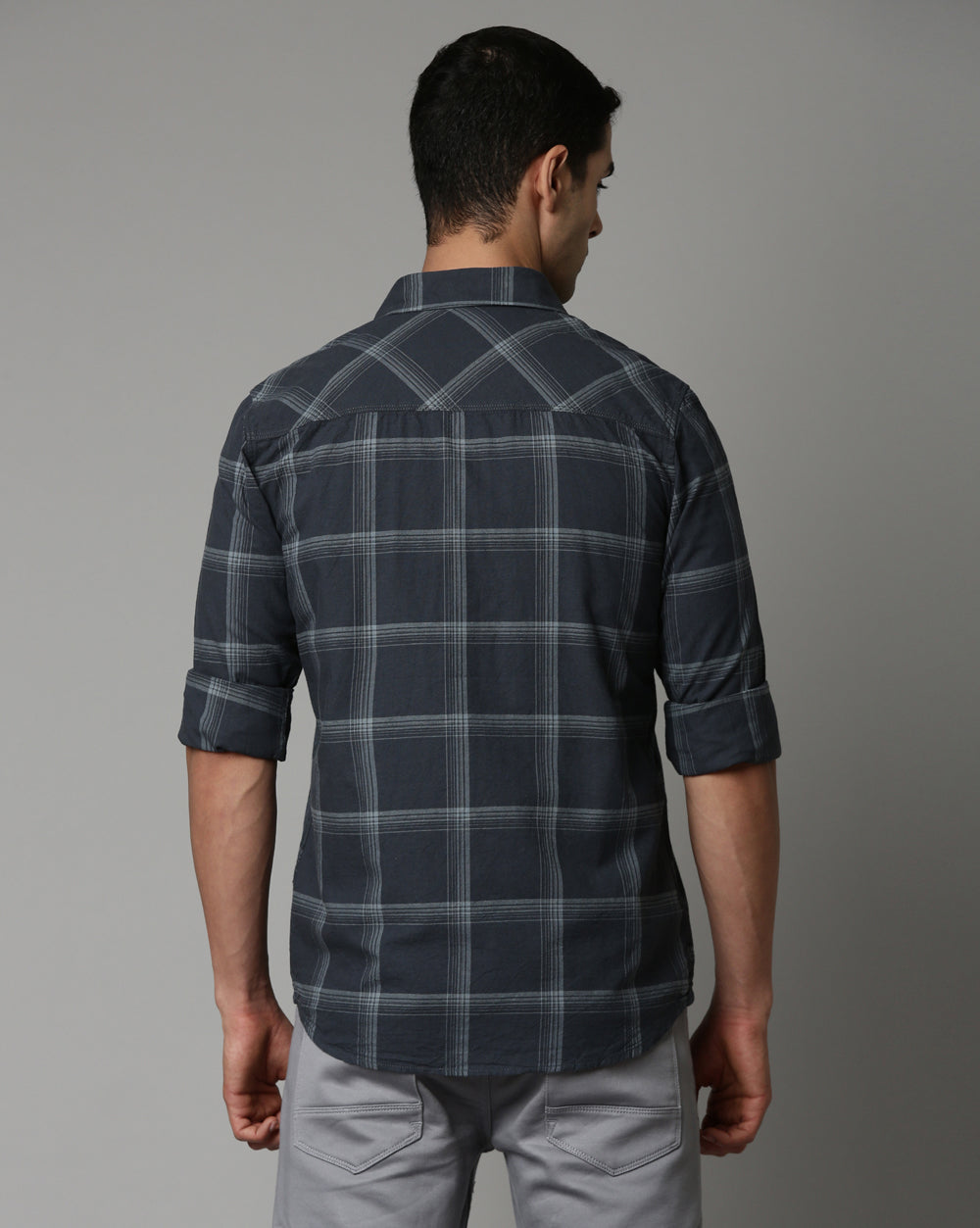 Swing Grey Checkered Shirt for Men 