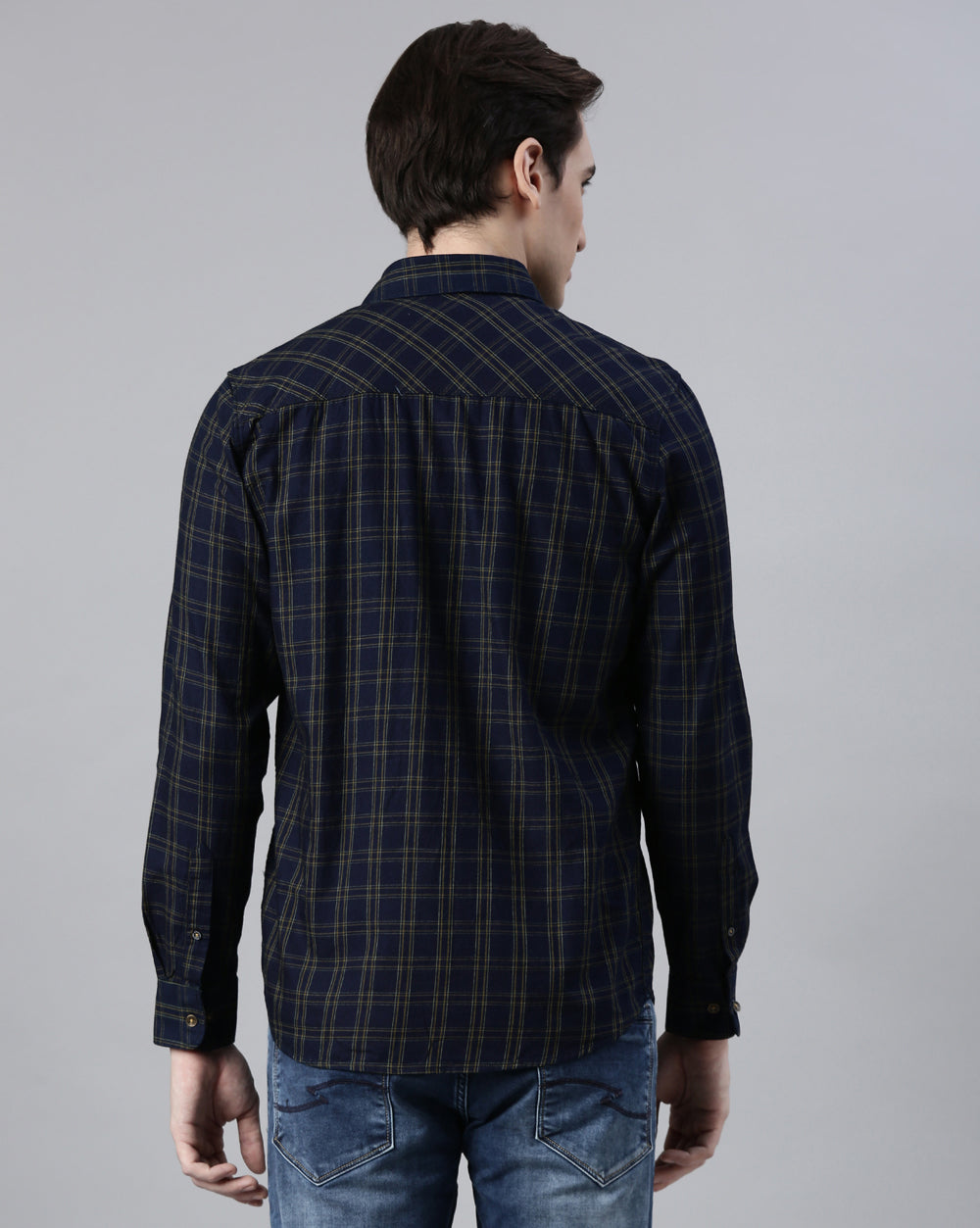 Swing Indigo Green Checkered Shirt for Men 