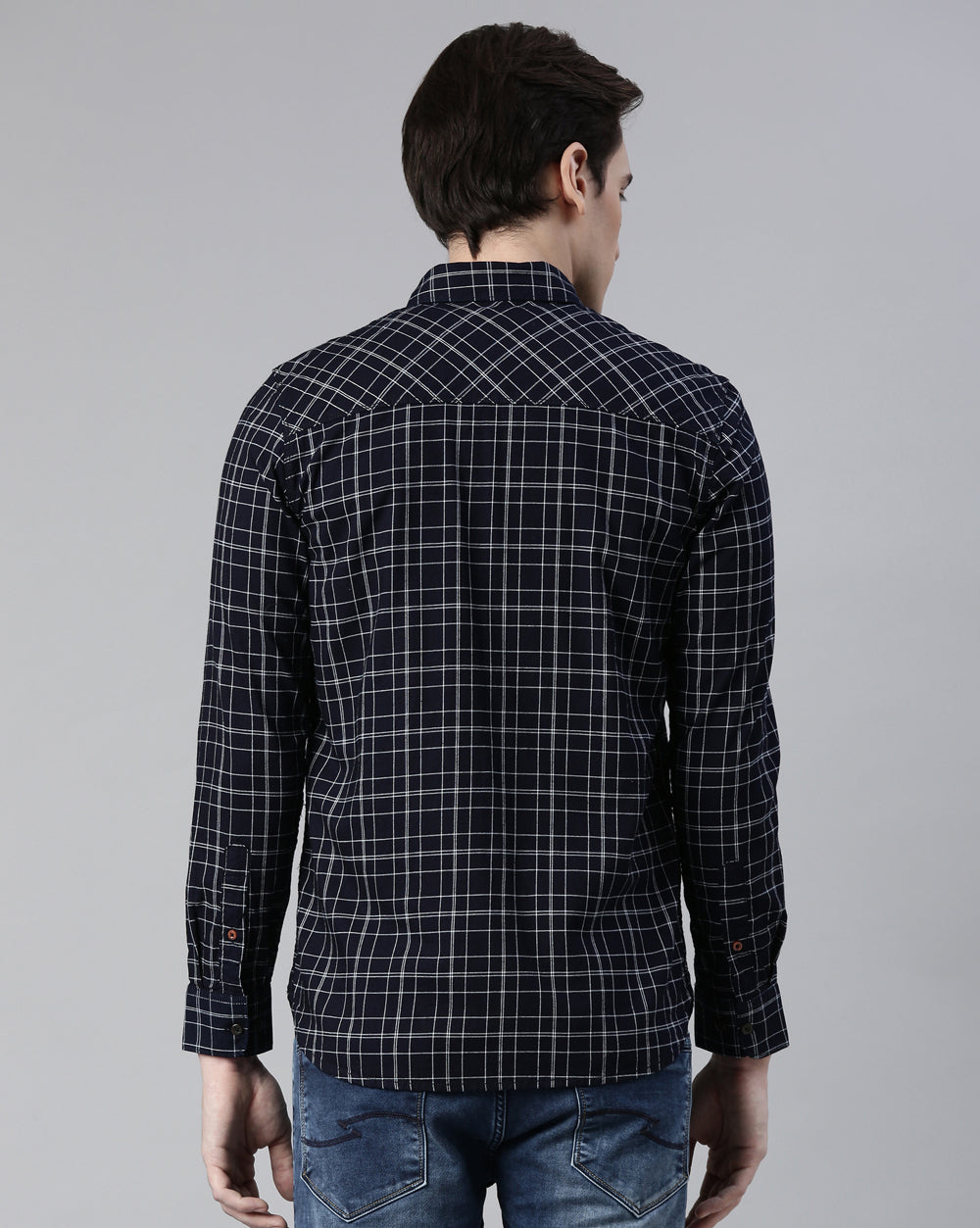 Swing Midnight Blue Checkered Shirt for Men 