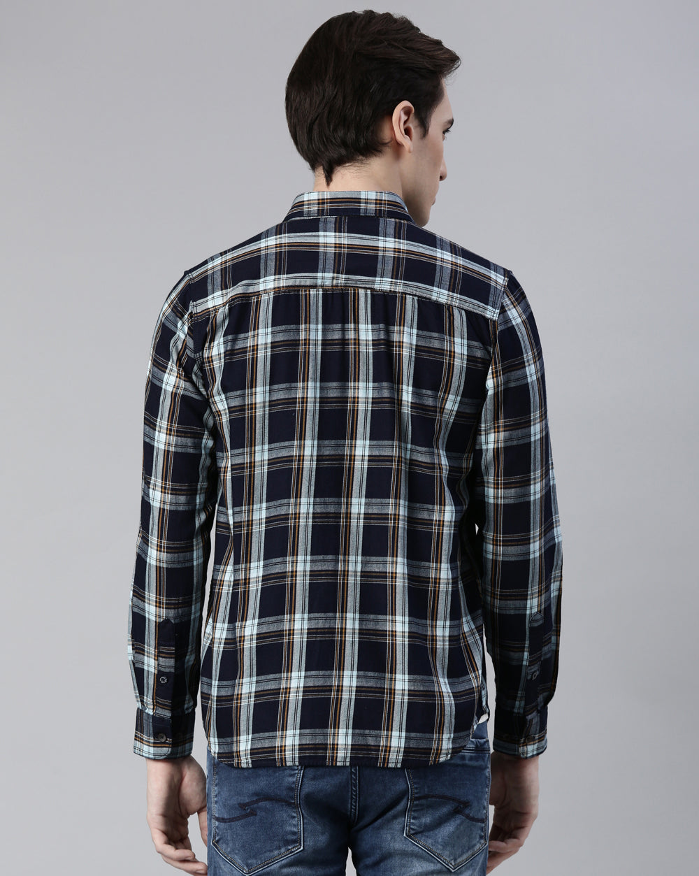 Swing Indigo Check Shirt for Men 
