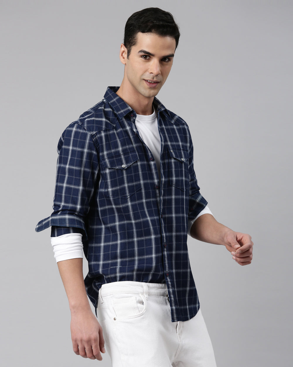 Swing Forever Blue Check Shirt for Men 