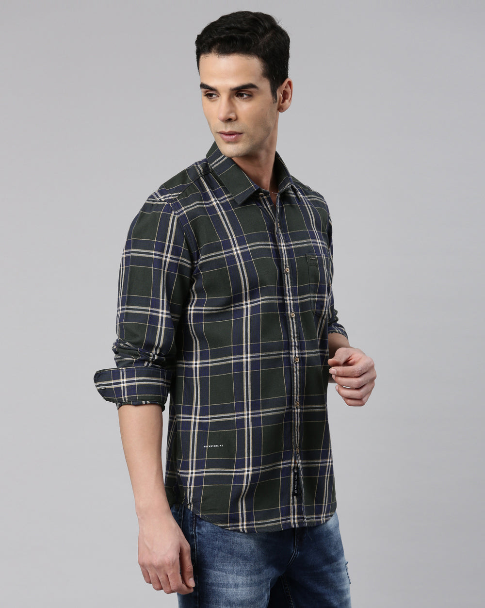 Sway Green Checkered Shirt for Men 