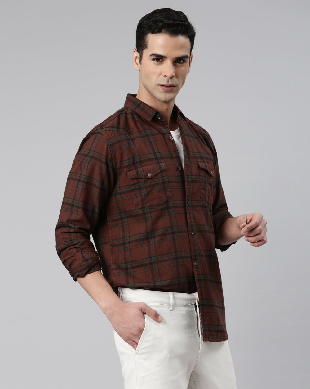 Swing Maroon Plaid Shirt for men 