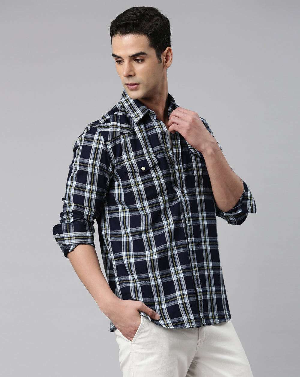 Swing True Blue Checkered Shirt for Men 