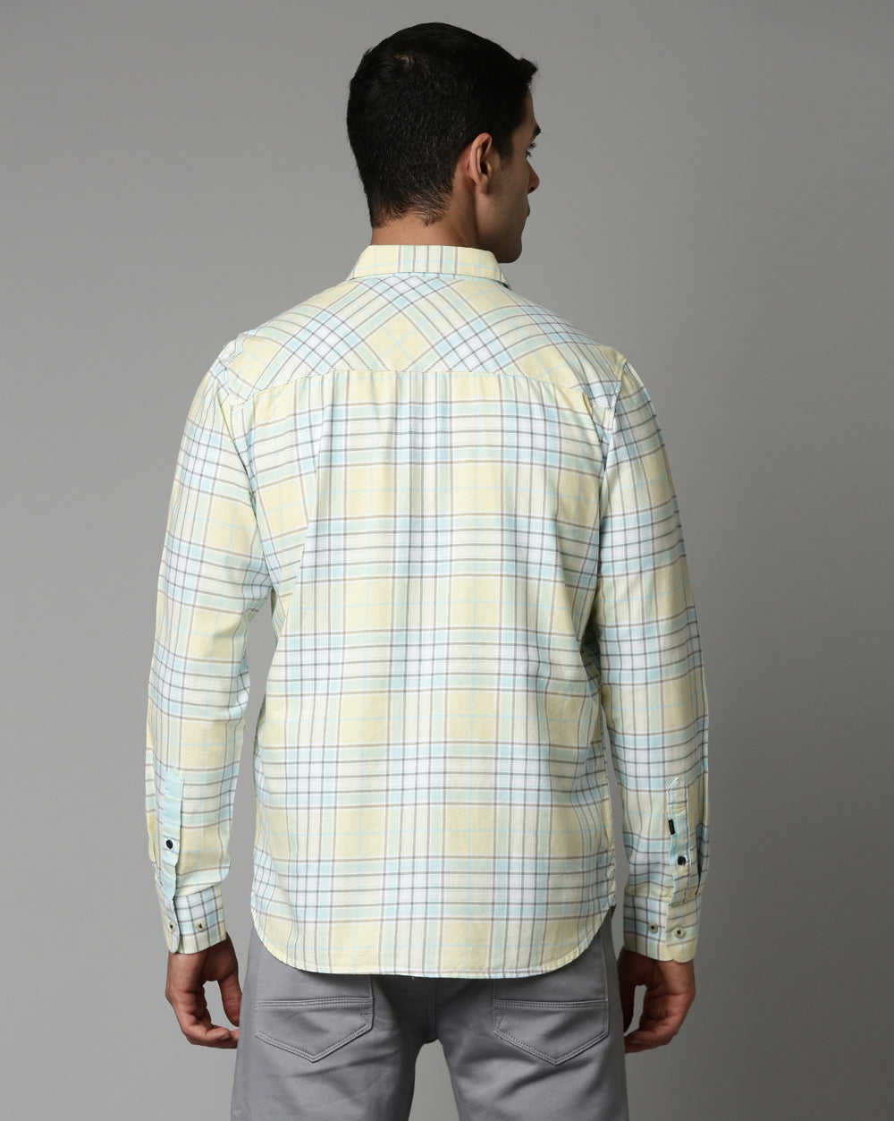 Sway Lemon Yellow Checkered Shirt for Men 