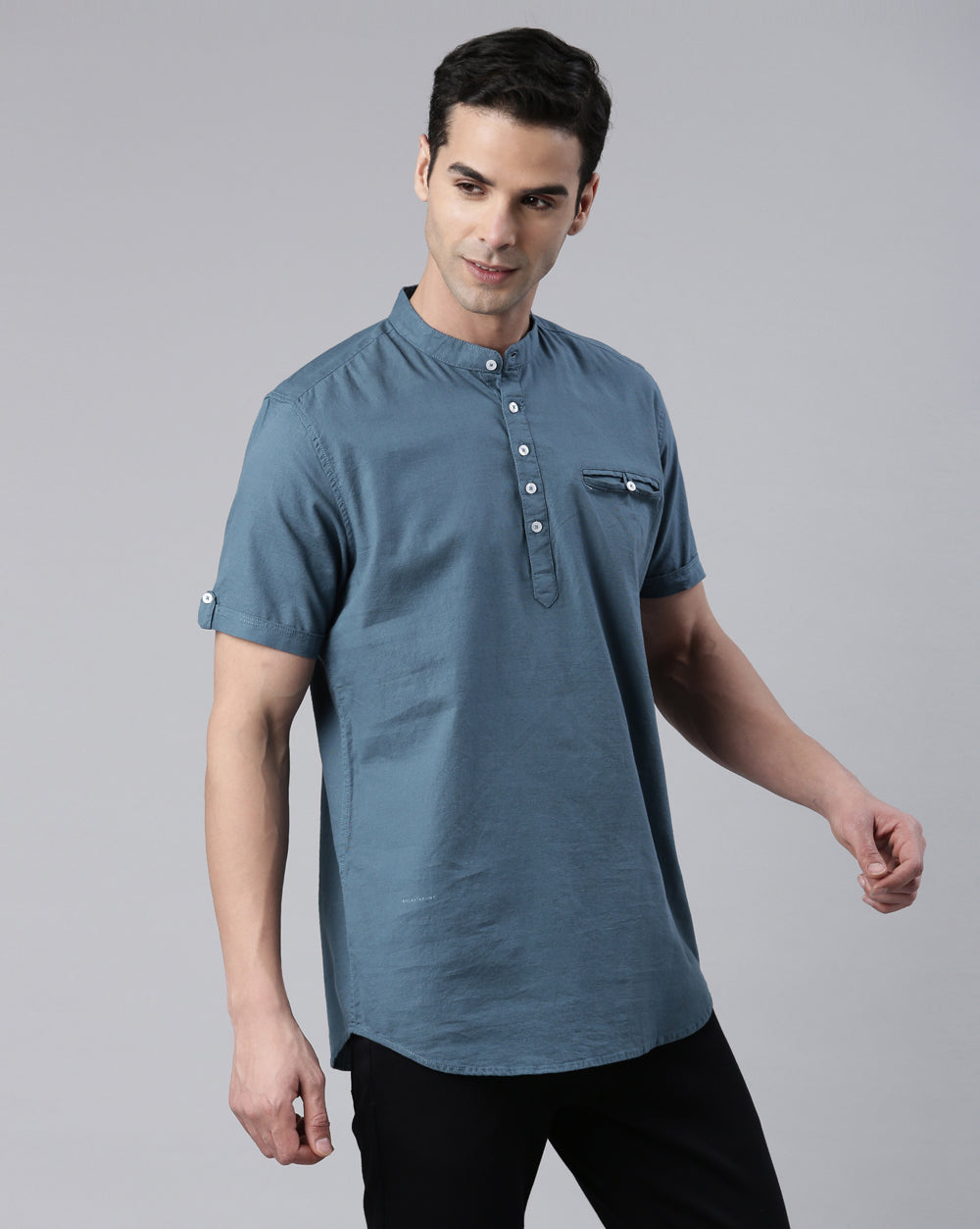 Blue Classic Short Kurta For Men