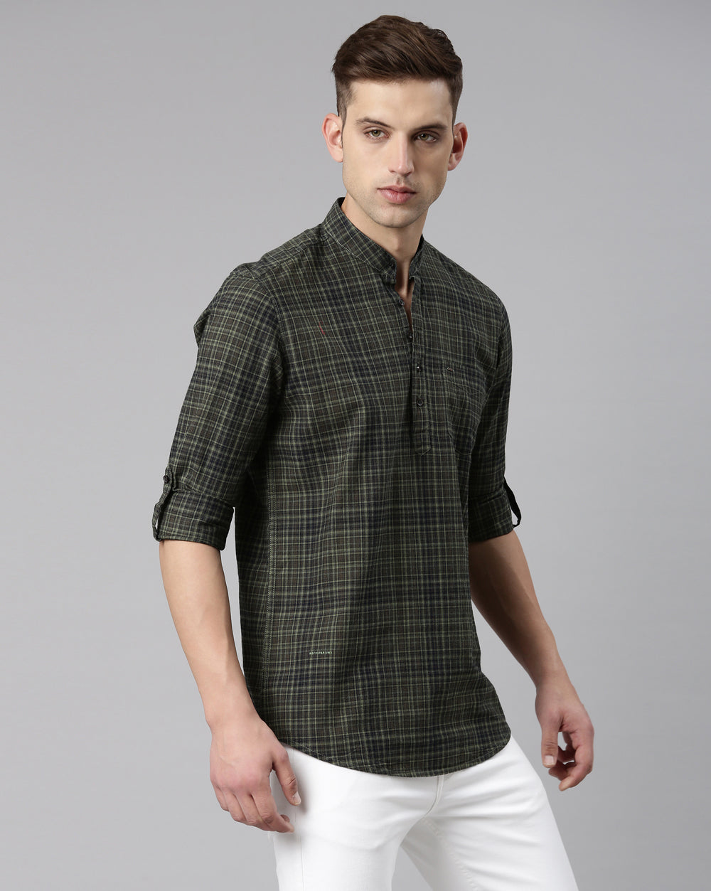 Checkered Kurta Olive