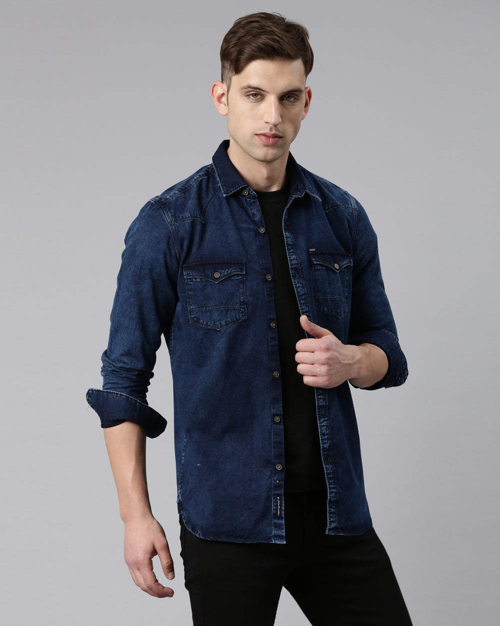 Indigo Double Pocket Denim Shirt for Men