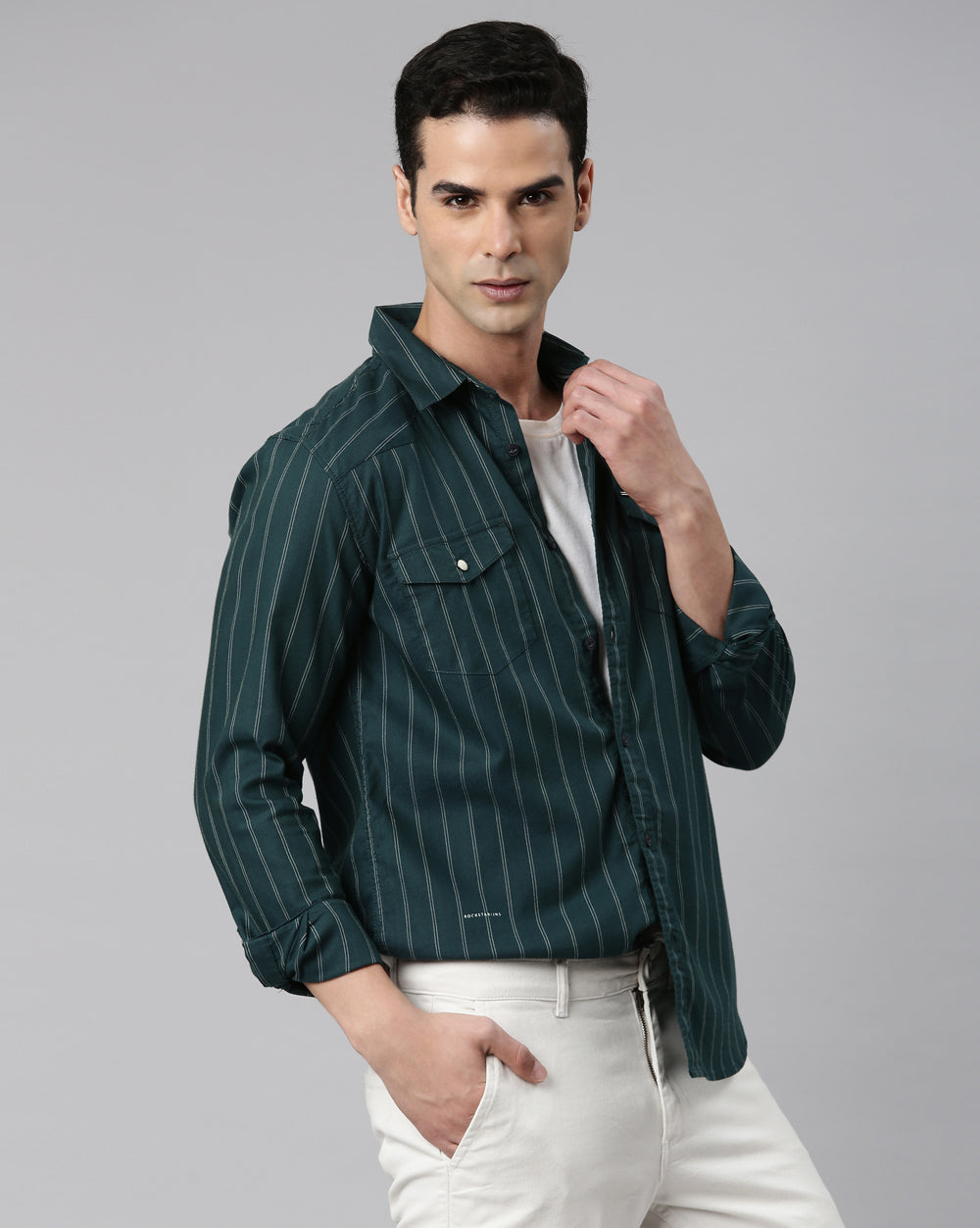 Green Stripe Shirt for Men 