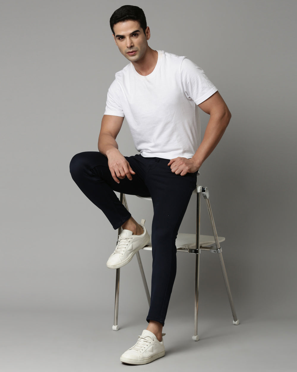 Navy Colored Denim Jeans For Men