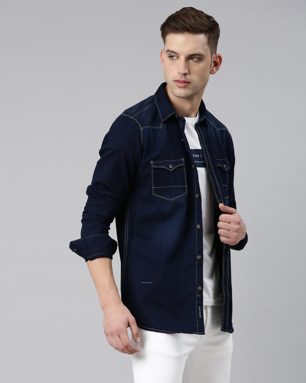 Men's Twill Indigo Denim Shirt for Men