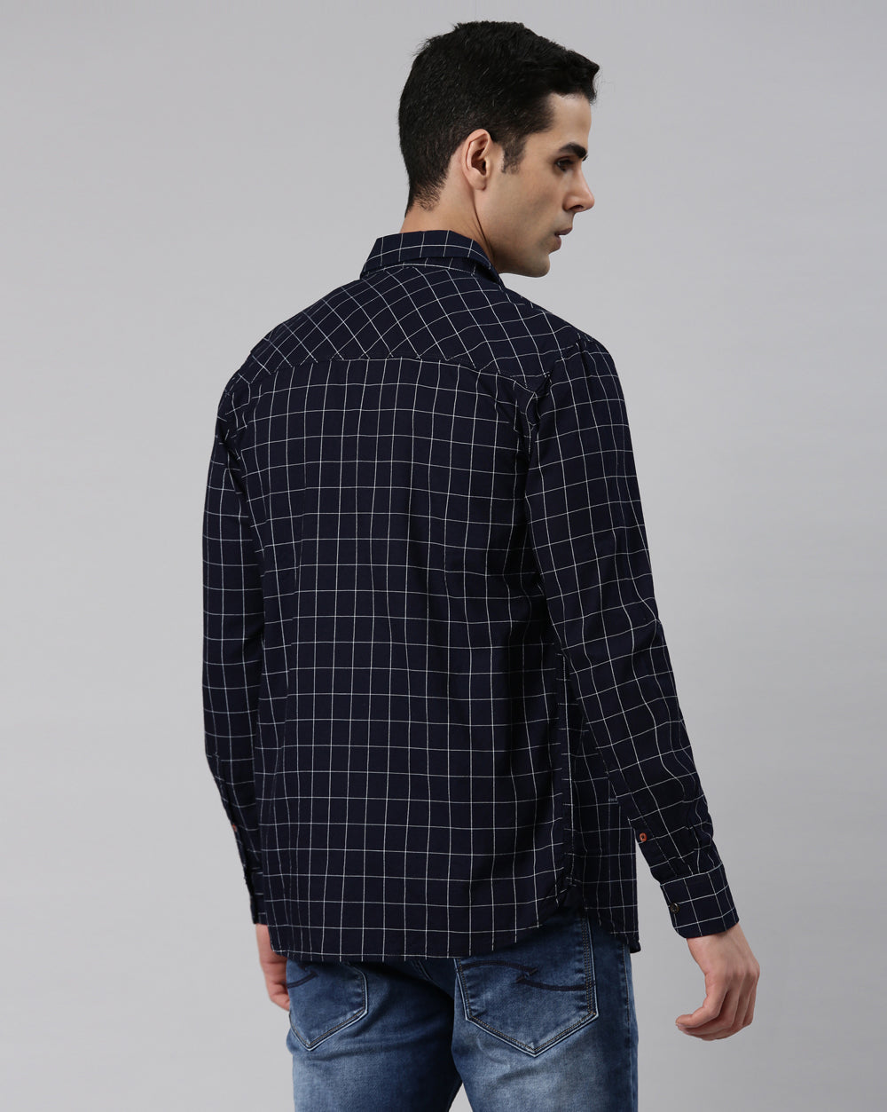 Swing Indigo Navy Checkered Shirt for Men