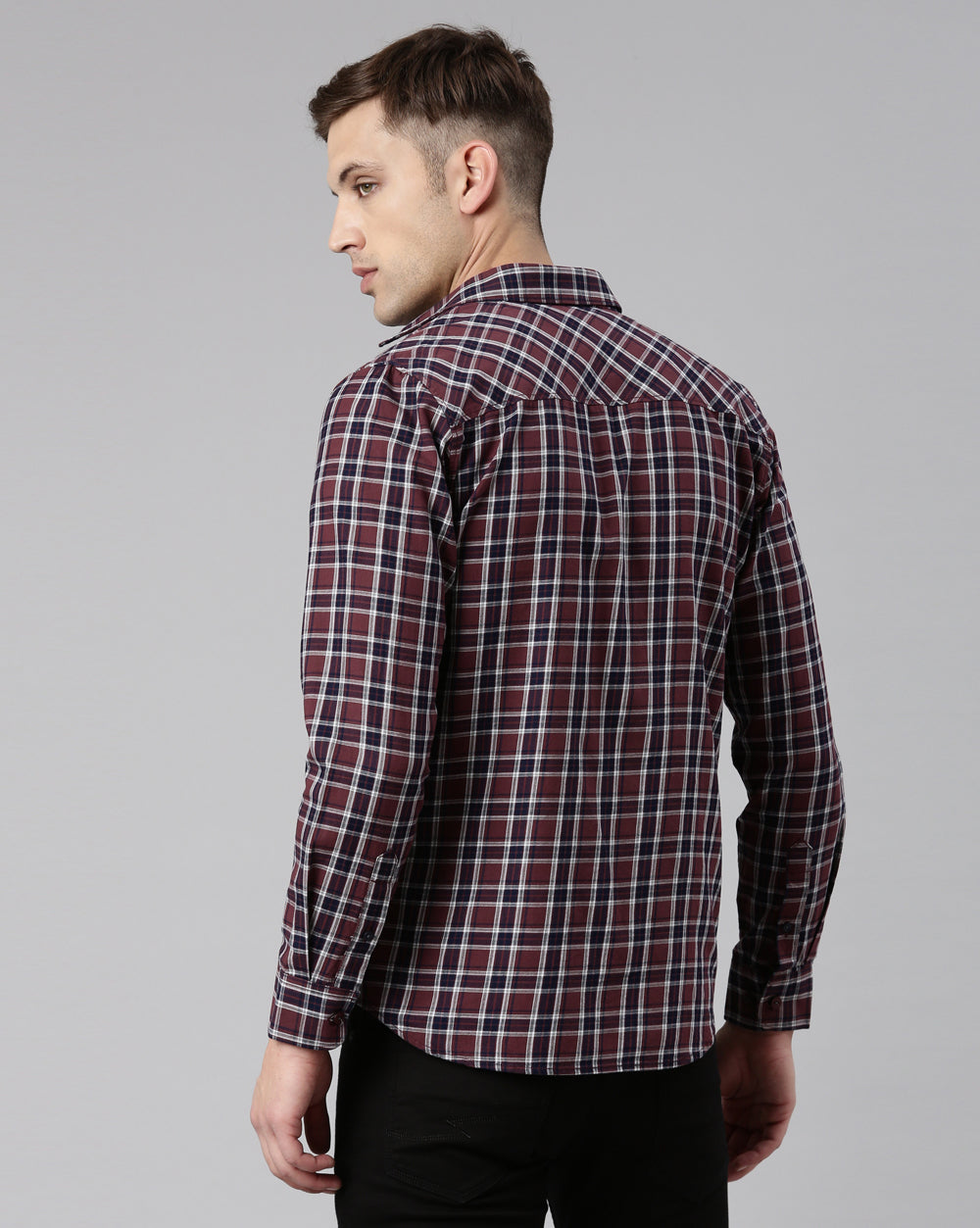 Swing Maroon Indigo Checkered Shirt for Men 