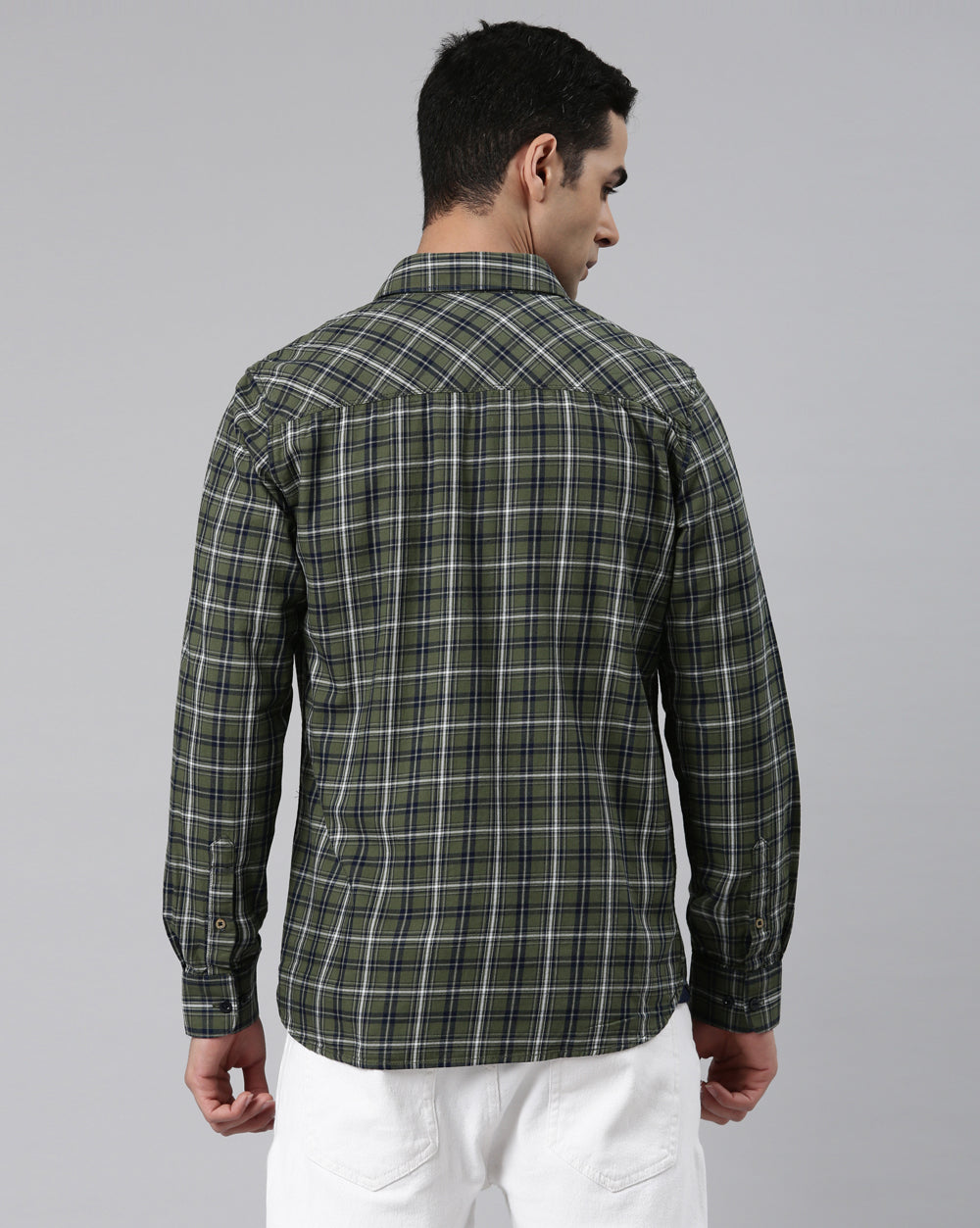 Swing Forever Olive Checkered Shirt for Men 