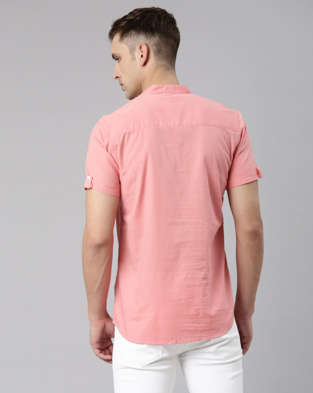 Peach Colored Classic Short Kurta For Men