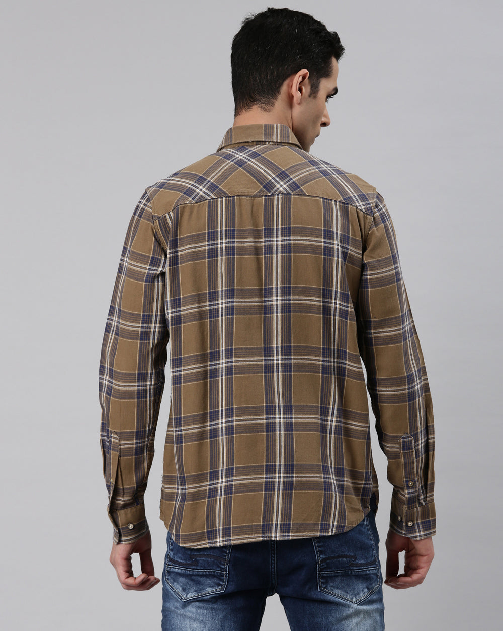 Sway Khaki Checkered Shirt for Men 