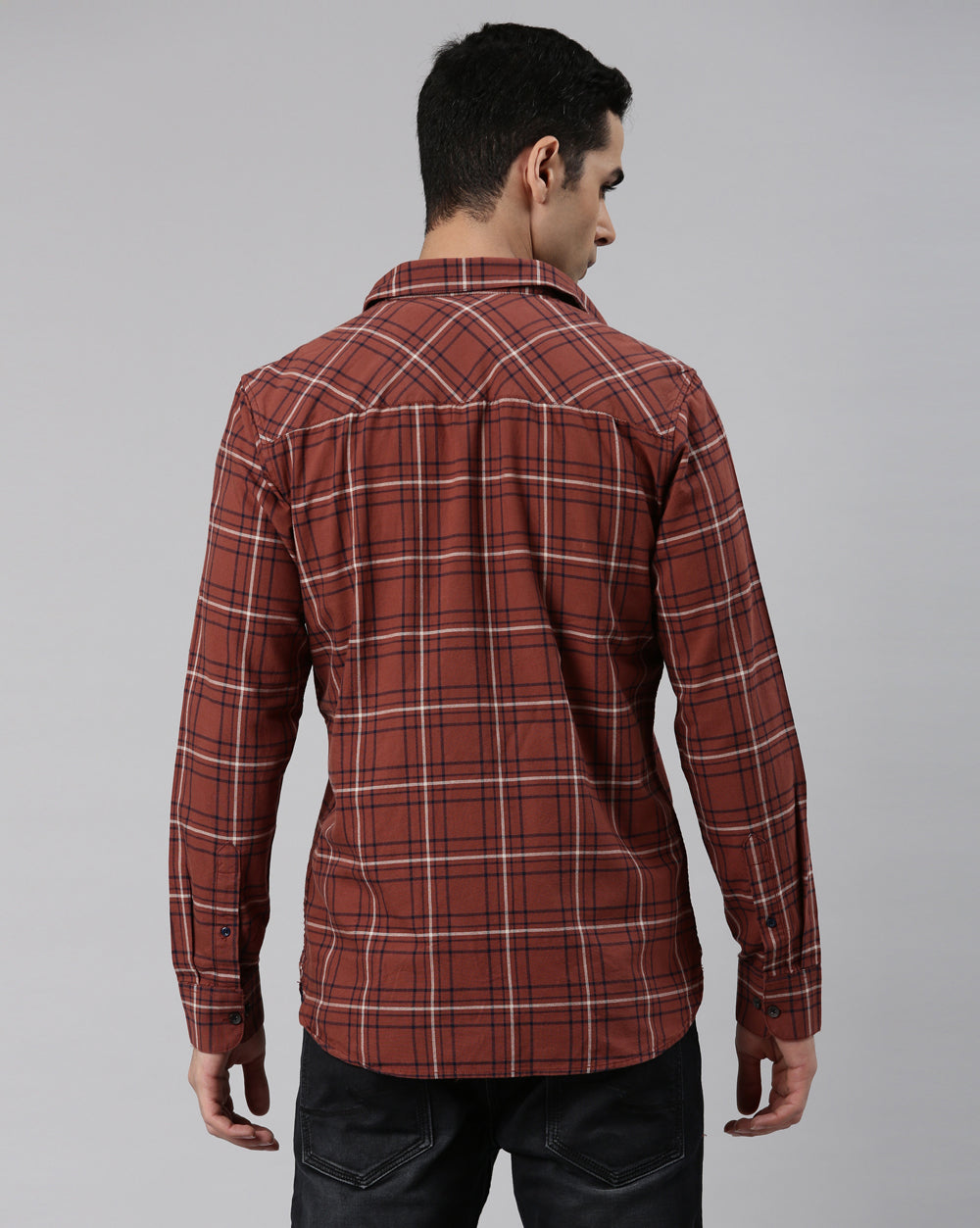 Swing Rust Checkered Shirt for Men 