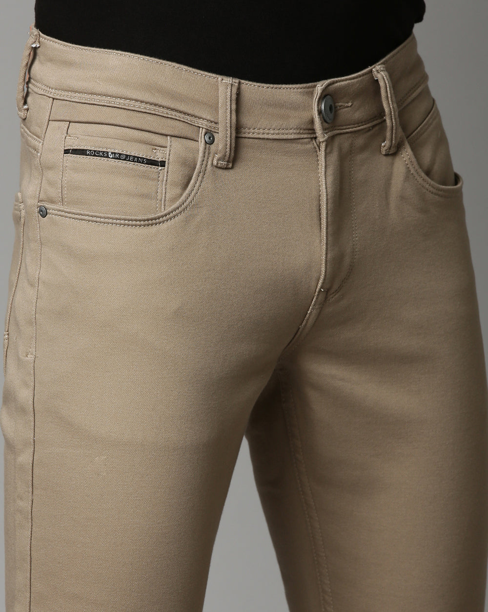 Khaki Colored Denim Jeans For Men