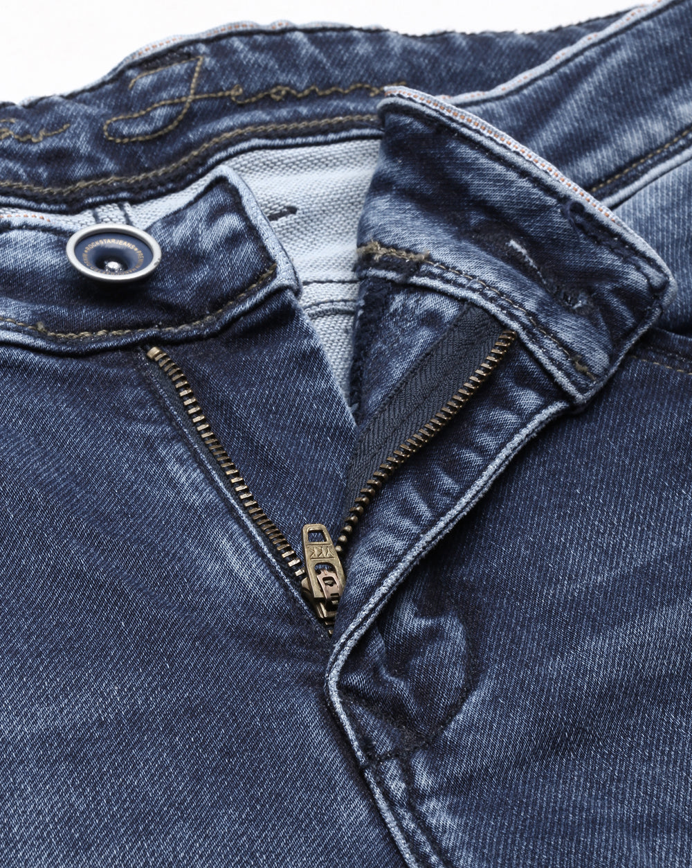 Distressed Blue Denim Ankle Fit Jeans For Men