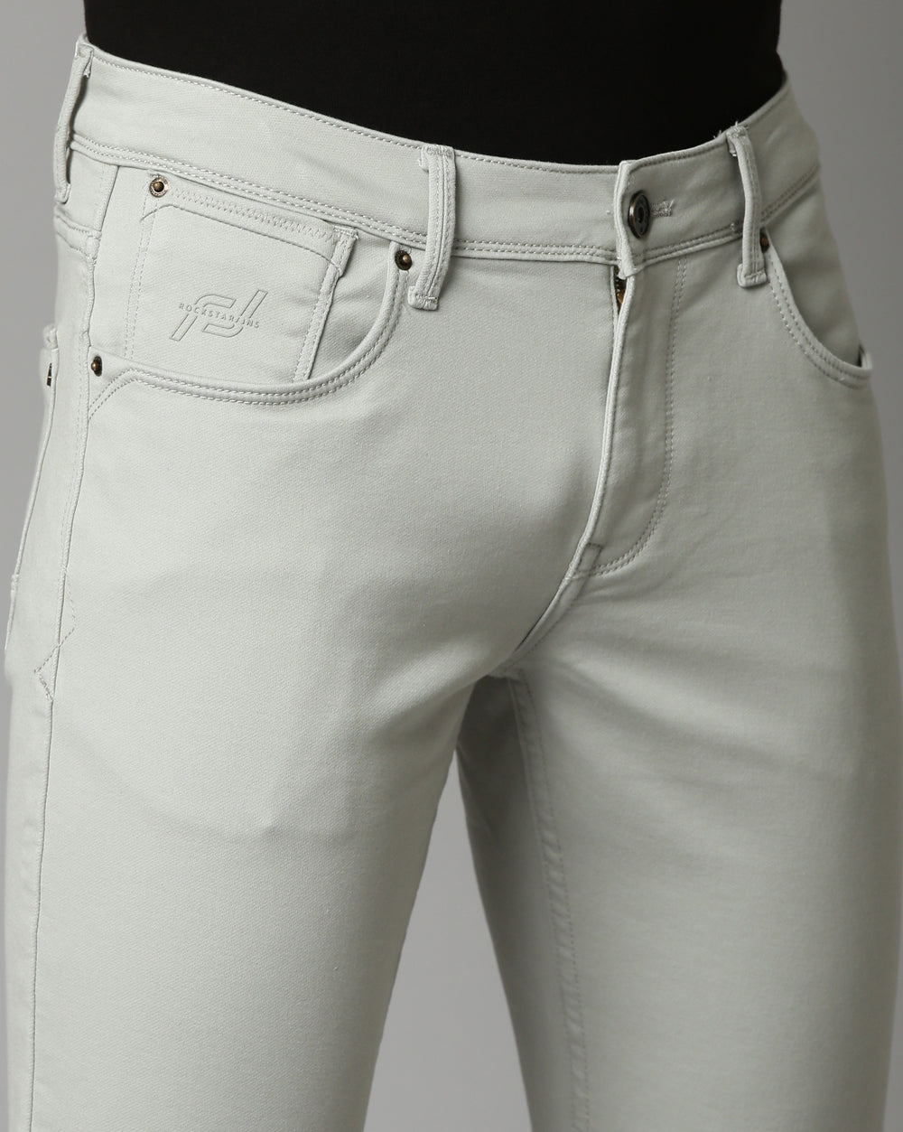 Quill Grey Colored Denim Ankle Fit Jeans For Men