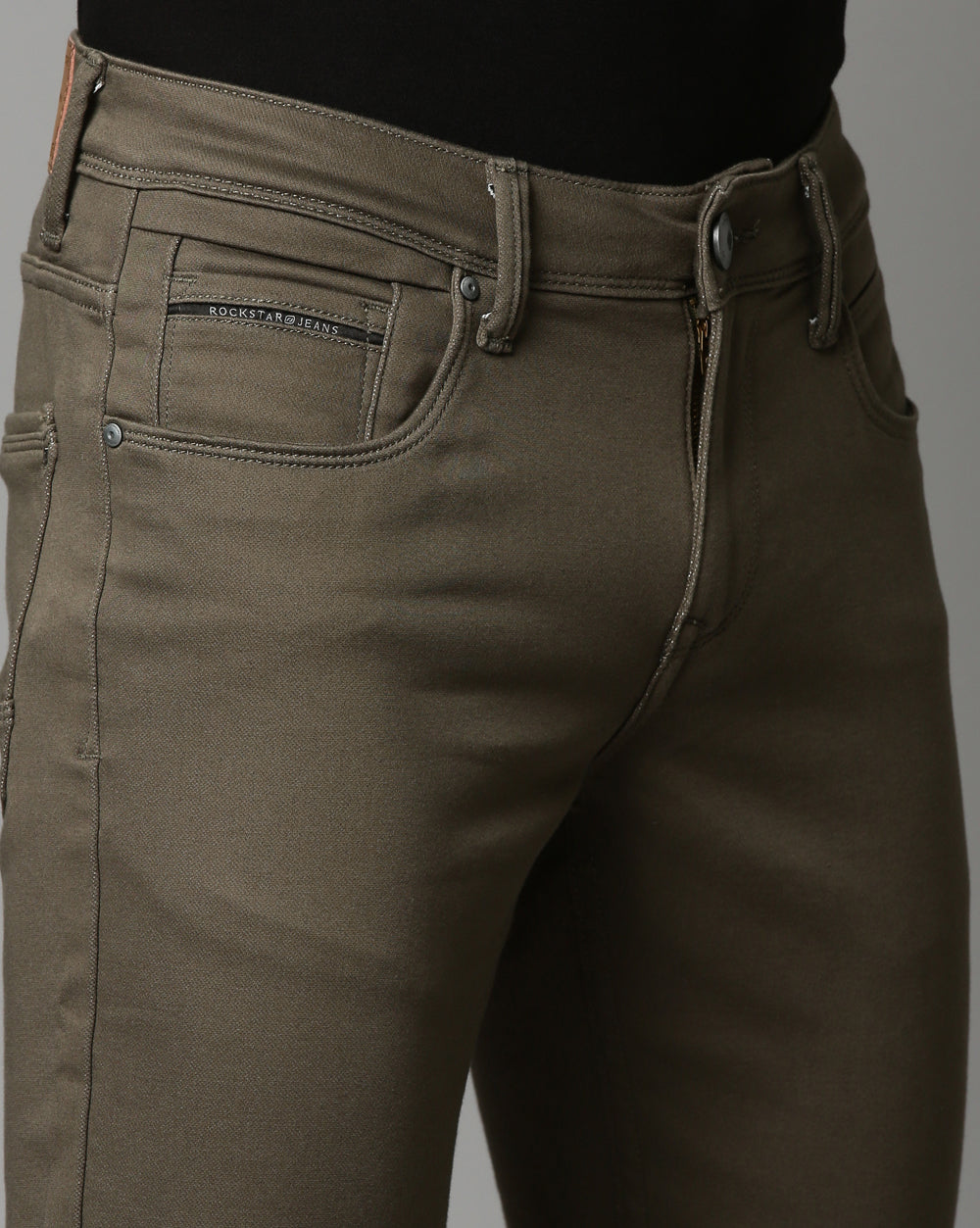 Olive Colored Denim Ankle Fit Jeans For Men