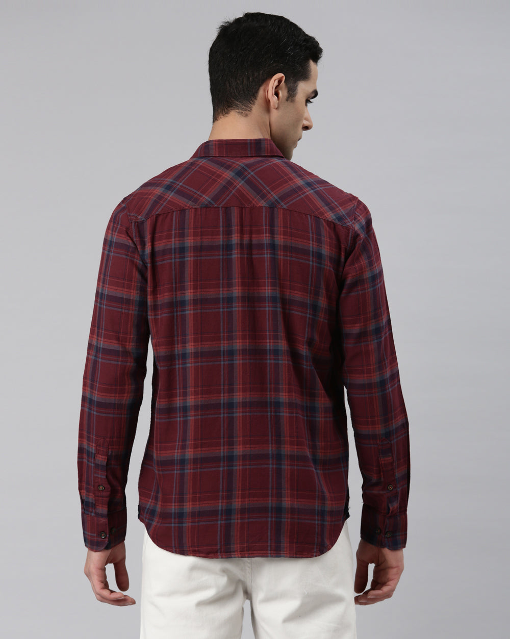 Sway Maroon Checkered Shirt for Men 