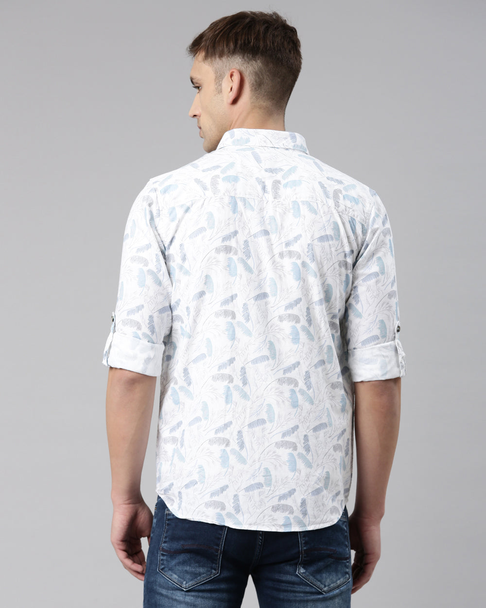 White And Blue Printed Shirt for Men 