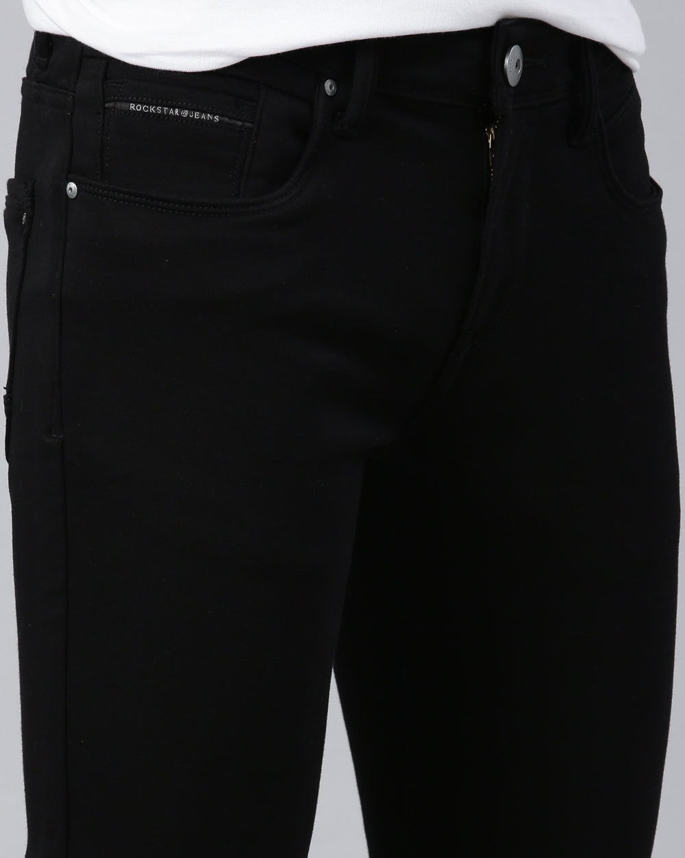 Black Ankle Fit Denim Jeans For Men 