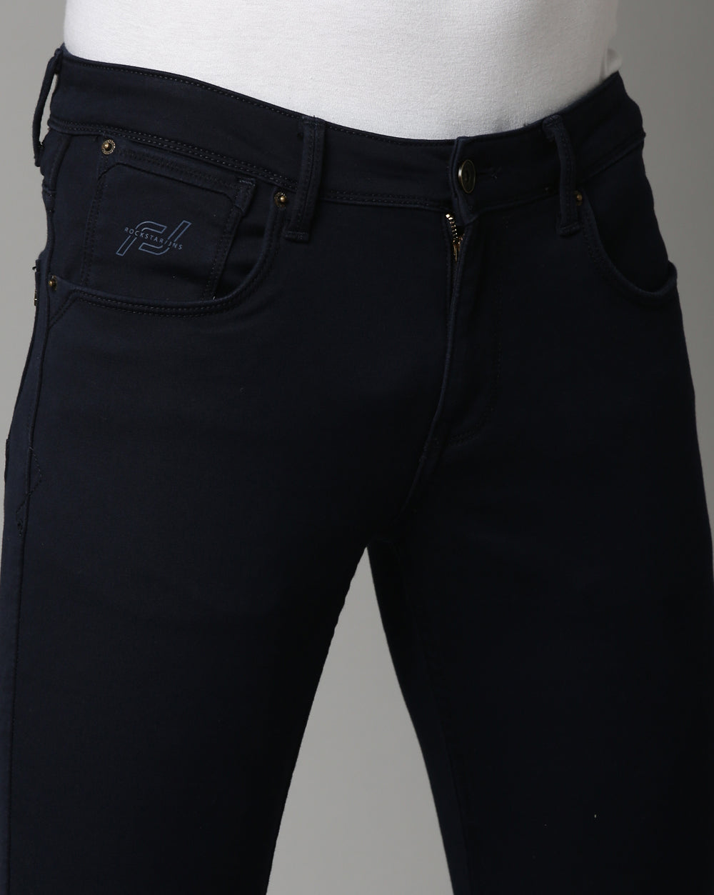 Navy Denim Ankle Fit Jeans For Men 
