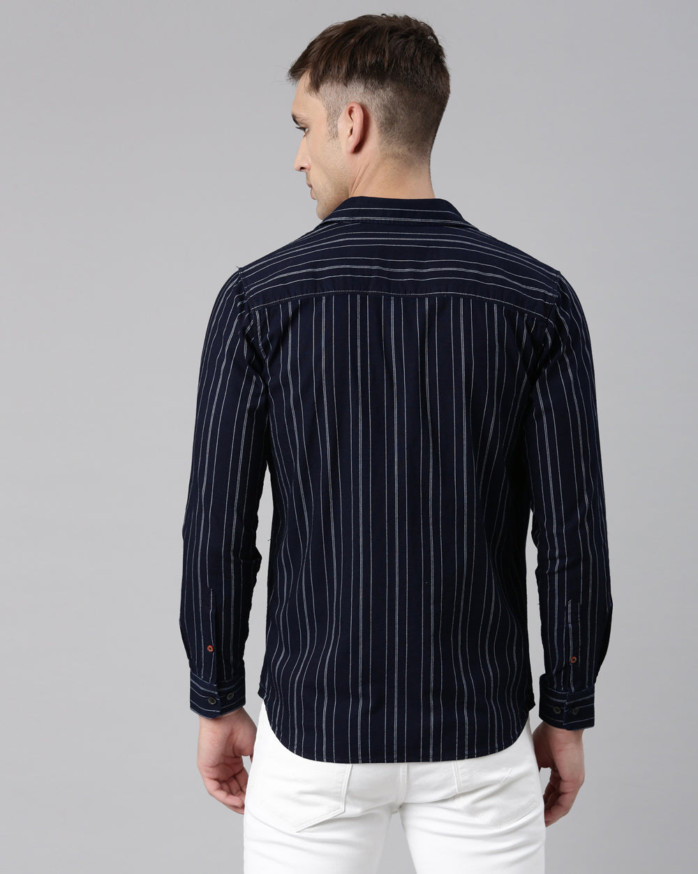 Indigo Striped Denim Shirt for Men 