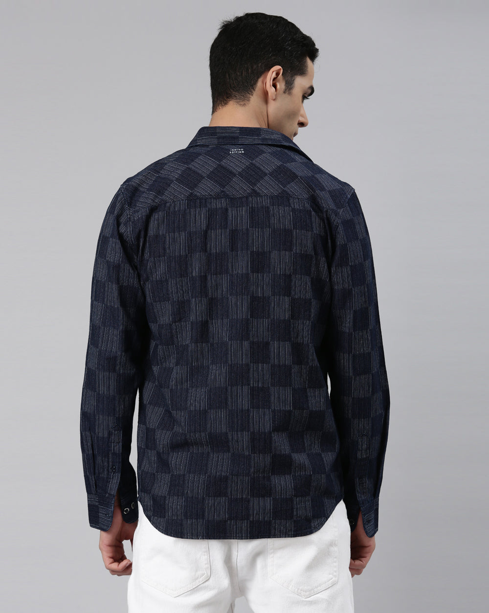 Indigo Double Pocket Checkered Shirt for Men 