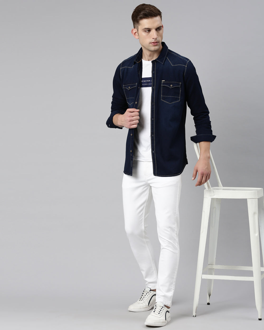 Men's Twill Indigo Denim Shirt for Men