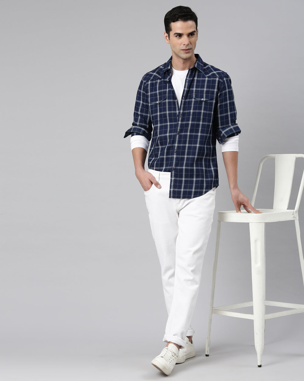 Swing Forever Blue Check Shirt for Men