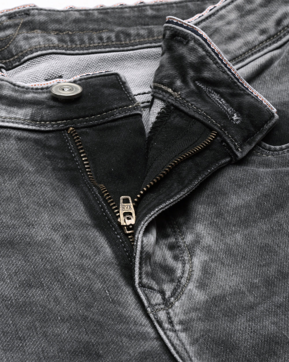 Distressed Grey Denim Ankle Fit Jeans For Men