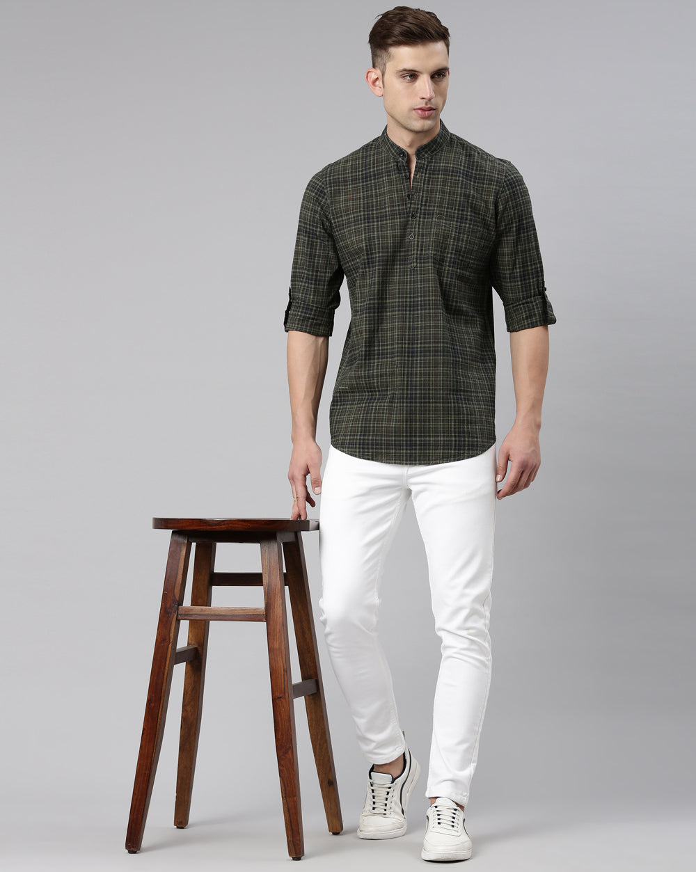 Checkered Kurta Olive