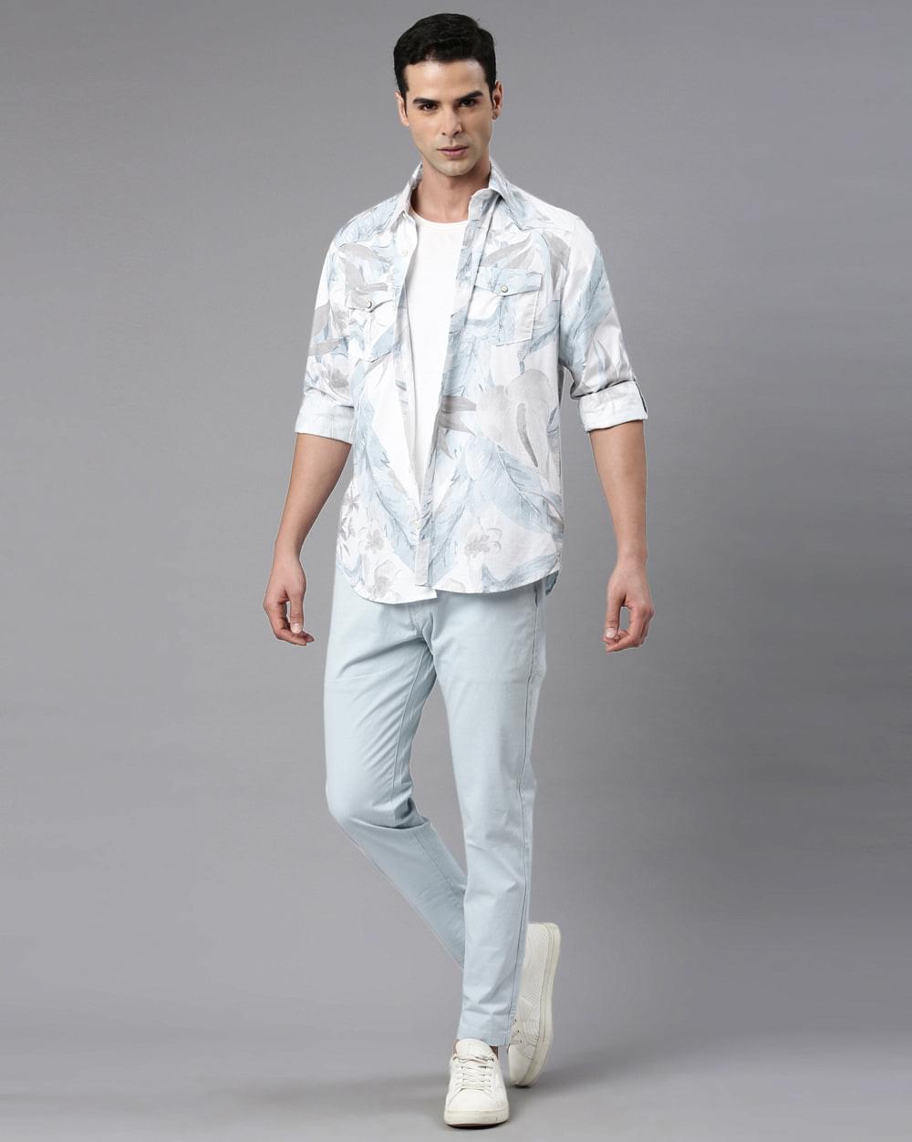 Blue Printed Shirt for Men