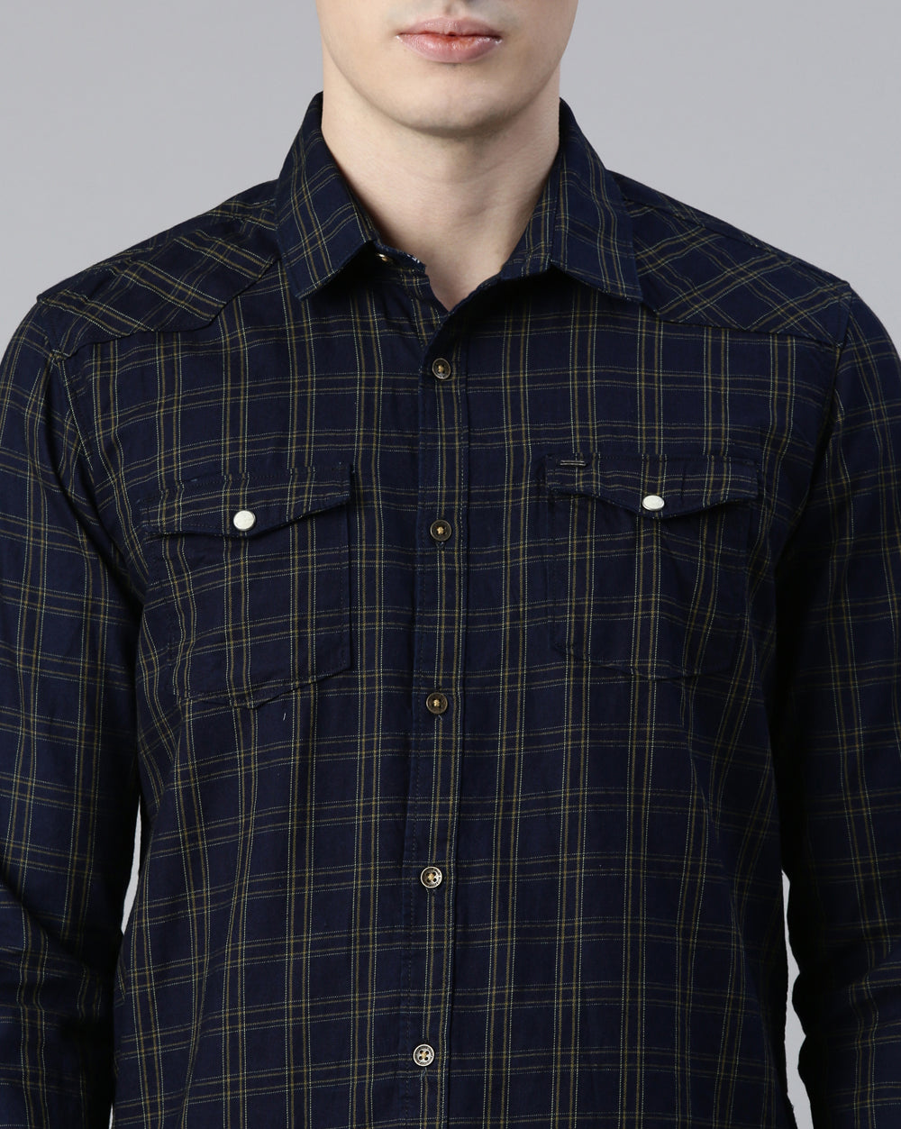 Swing Indigo Green Checkered Shirt for Men 
