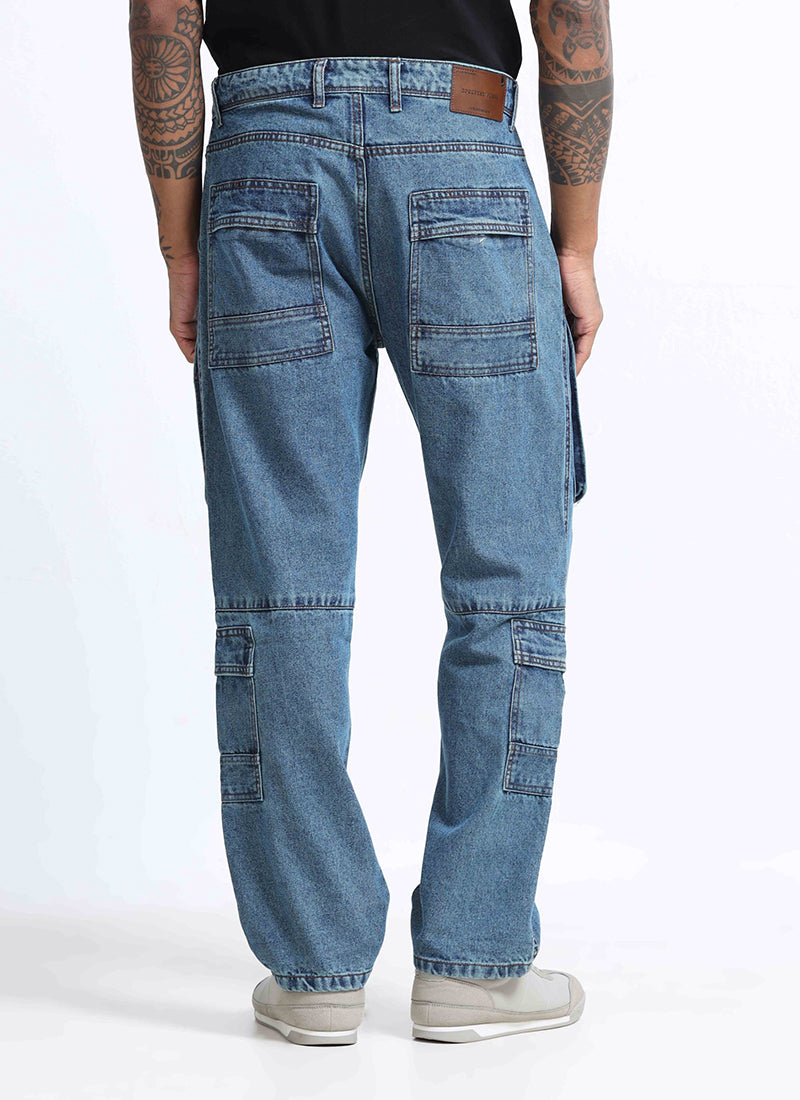denim cargo jeans for men