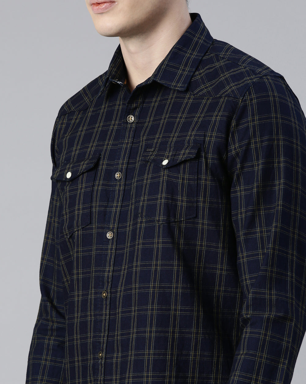 Swing Indigo Green Checkered Shirt for Men 