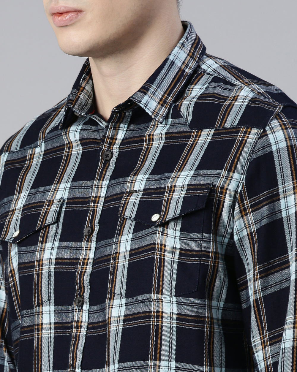 Swing Indigo Check Shirt for Men 